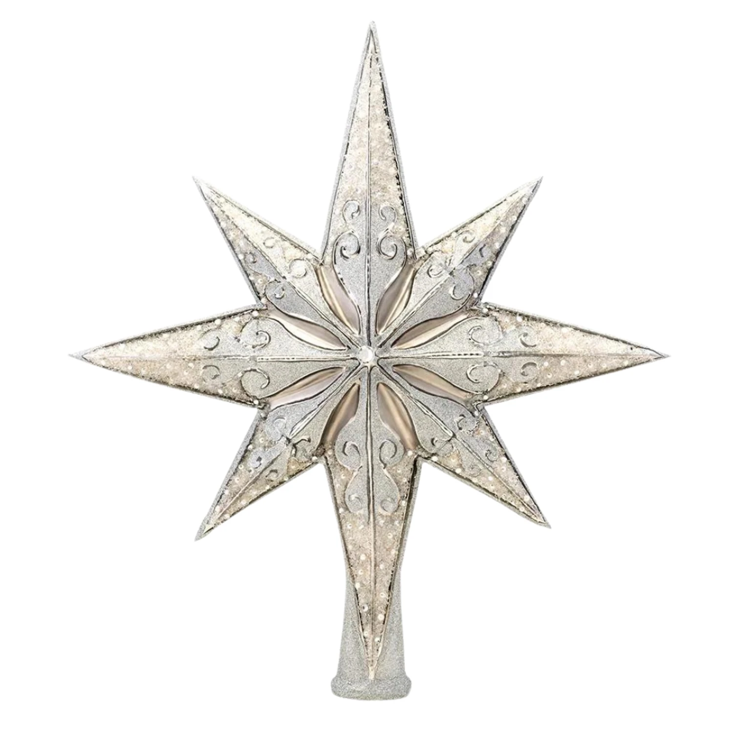 Christopher Radko Silver Stellar Glass Christmas Tree Topper 1017493 1 Christopher Radko Silver Stellar Glass Christmas Tree Topper 1017493