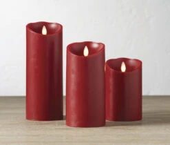 Liown 3.5" X 5", 7", Or 9" Moving Flame Burgundy Red-Cinnamon Scented Pillar Battery Candle