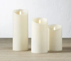 Liown 3.5" X 5", 7", Or 9" Moving Flame Ivory-Vanilla Scented Pillar Battery Candle