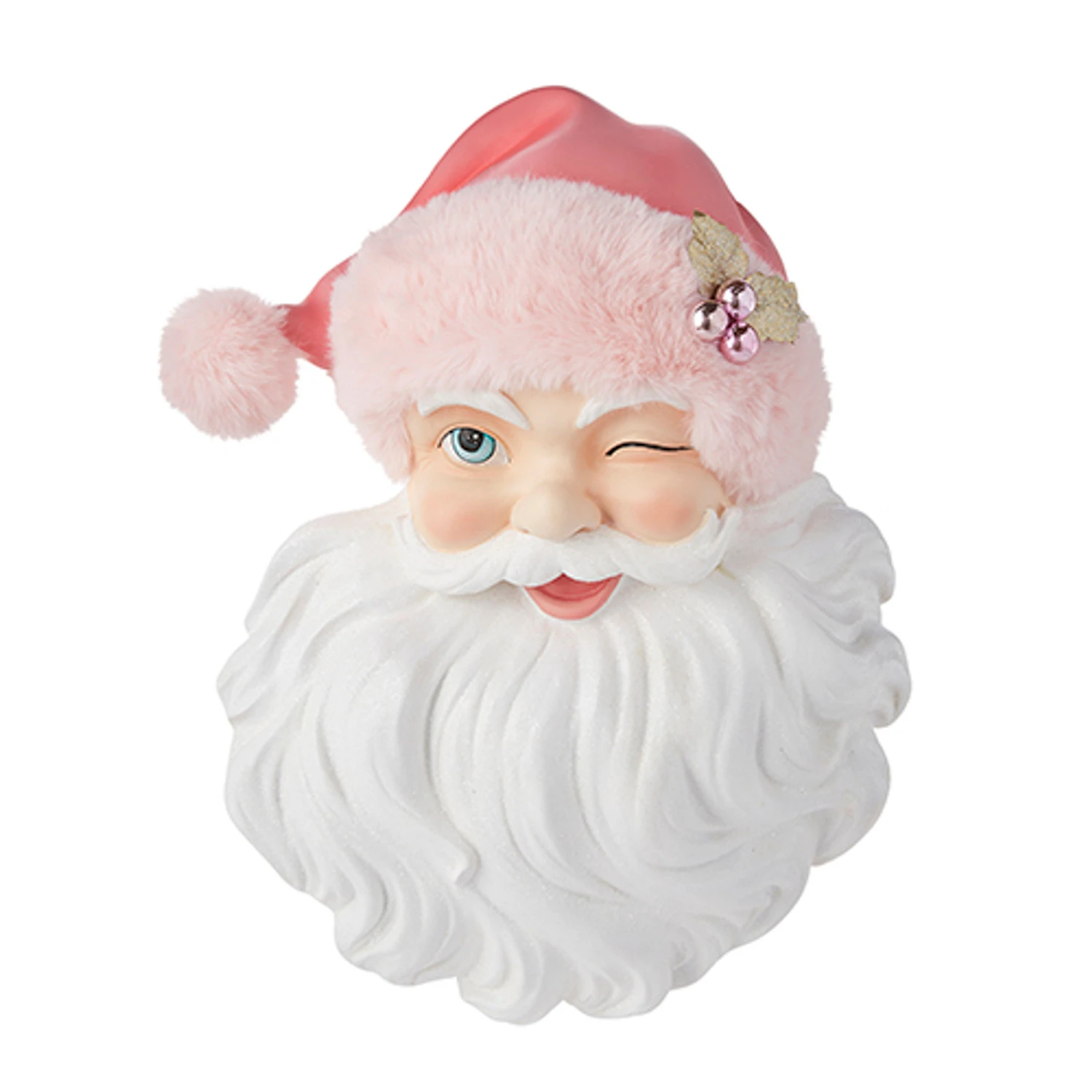 Raz 17" Santa Face With Pink Hat Christmas Wall Decoration 4210233 2 Raz 17" Santa Face With Pink Hat Christmas Wall Decoration 4210233 - Image 2