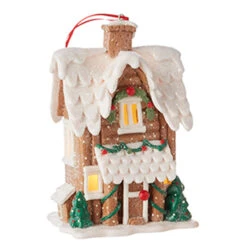Raz 6.5" Lighted Gingerbread Pretzel House Christmas Ornament 4216269 -Christmas Decorations Shop 4216269a 80924.1648757005