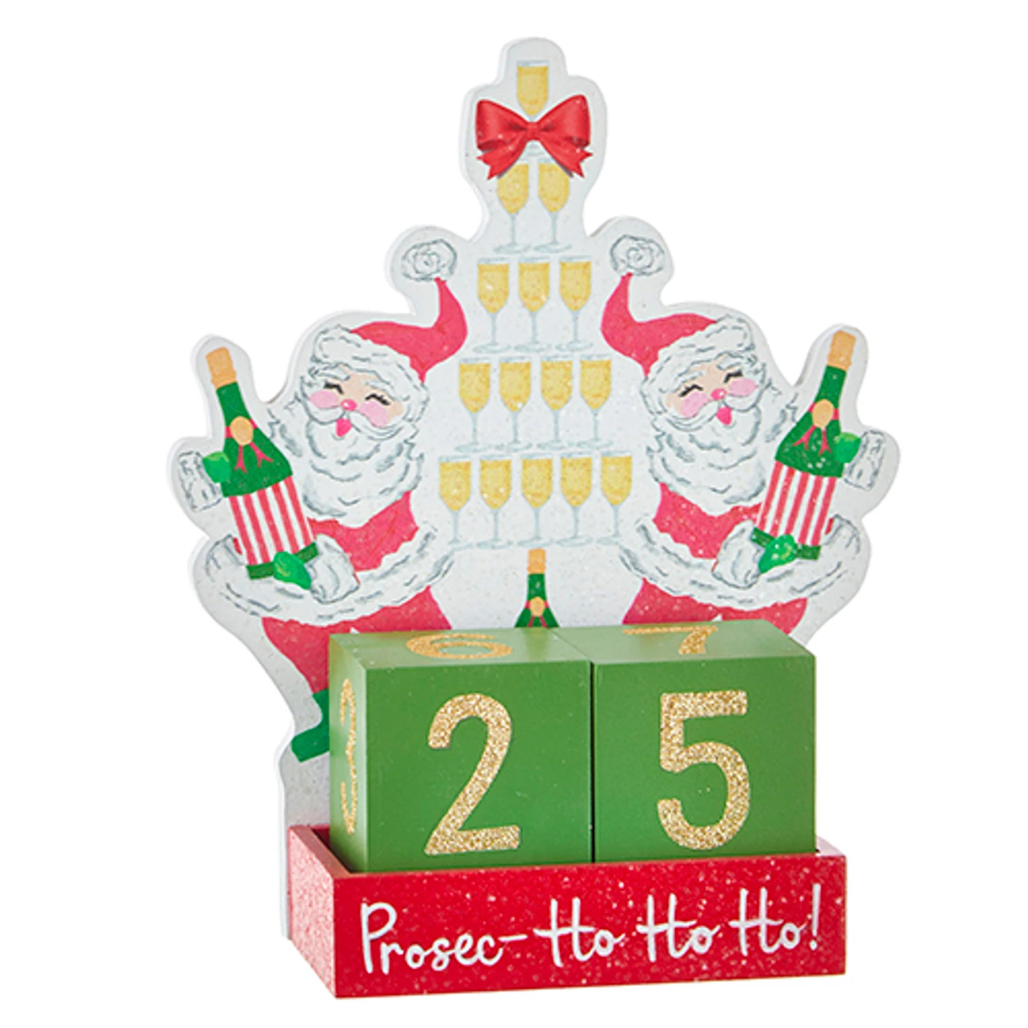 Raz 8.25" Santa's Champagne Tree Christmas Countdown Blocks 4216286 1 Raz 8.25" Santa's Champagne Tree Christmas Countdown Blocks 4216286