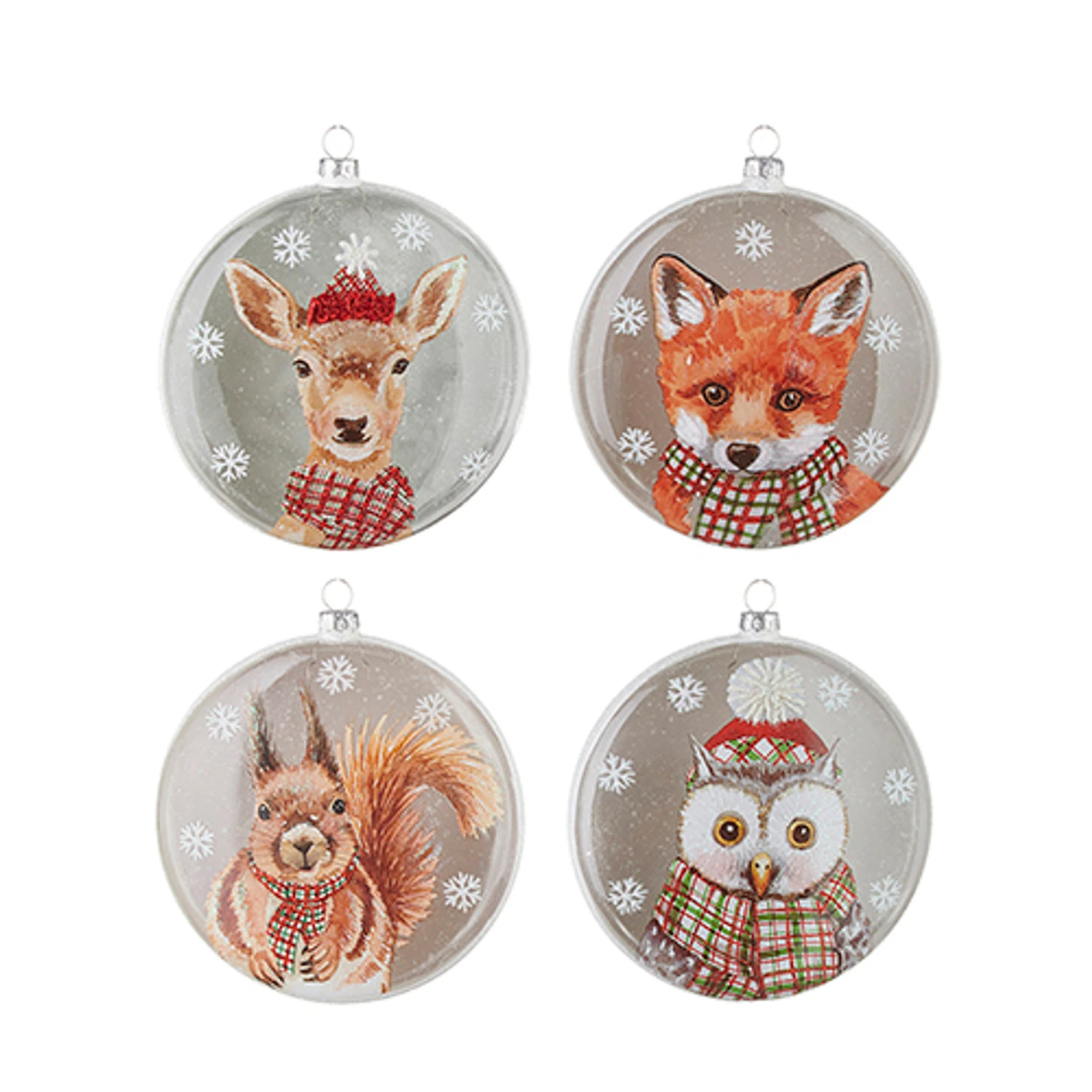 Raz 5.5" Set Of 4 North Pole Friends Glass Disc Christmas Ornament 4224624 2 Raz 5.5" Set Of 4 North Pole Friends Glass Disc Christmas Ornament 4224624 - Image 2