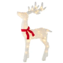 Raz White Flocked Tinsel Lighted Deer Indoor Outdoor Christmas Decoration -Christmas Decorations Shop 4255816 67469.1657917654