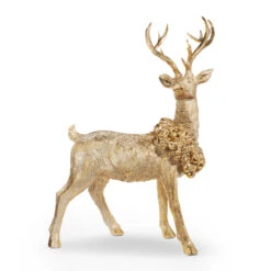 Raz Gold Laying Or Standing Deer With Wreath Christmas Decoration -Christmas Decorations Shop 4301635 70329.1681229741