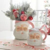 Raz 7.5" Or 8" Large Pink Santa Christmas Container Mug