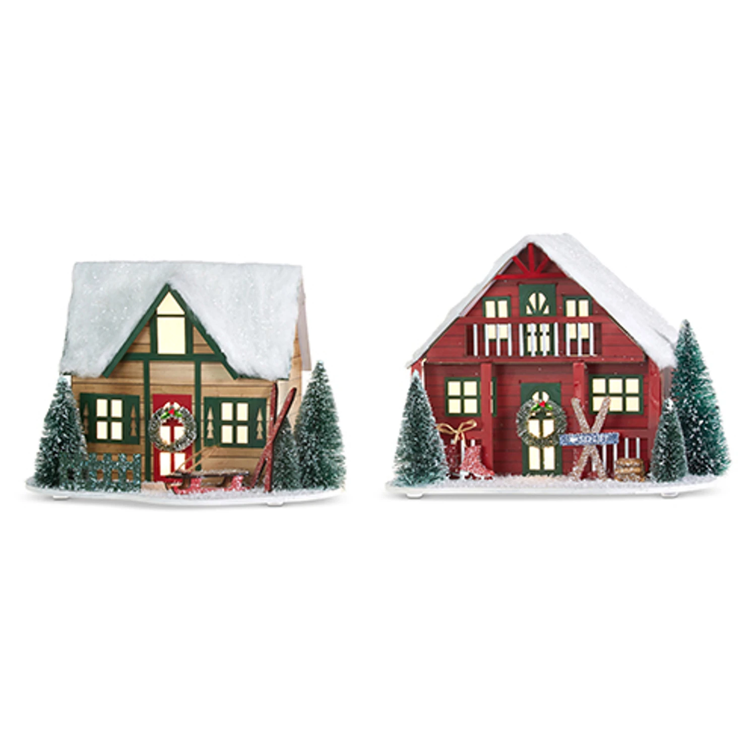 Raz 10.25" Lighted Paper Ski Lodge Christmas Decor 4319181 2 Raz 10.25" Lighted Paper Ski Lodge Christmas Decor 4319181 - Image 2