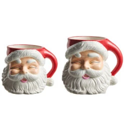 Raz 7.5" Or 8" Large Red Santa Mug Christmas Container
