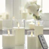 Uyuni Moving Flame Clear Glass Ivory Pillar Battery Candle