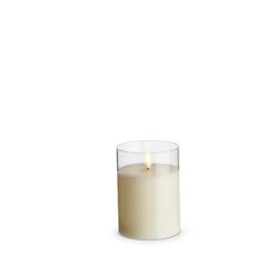 Uyuni 3.5" X 4",5", Or 6" Moving Flame Clear Glass Ivory Pillar Battery Candle -Christmas Decorations Shop 4324026 90693.1686849992