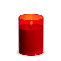 Uyuni Moving Flame Red Glass Ivory Pillar Battery Candle -Christmas Decorations Shop 4324045 13421.1692019133