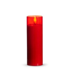 Uyuni Moving Flame Red Glass Ivory Pillar Battery Candle -Christmas Decorations Shop 4324048 51129.1692019143