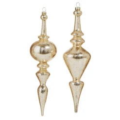 Raz 12" Large Gold Textured Finial Glass Christmas Ornament 4324554