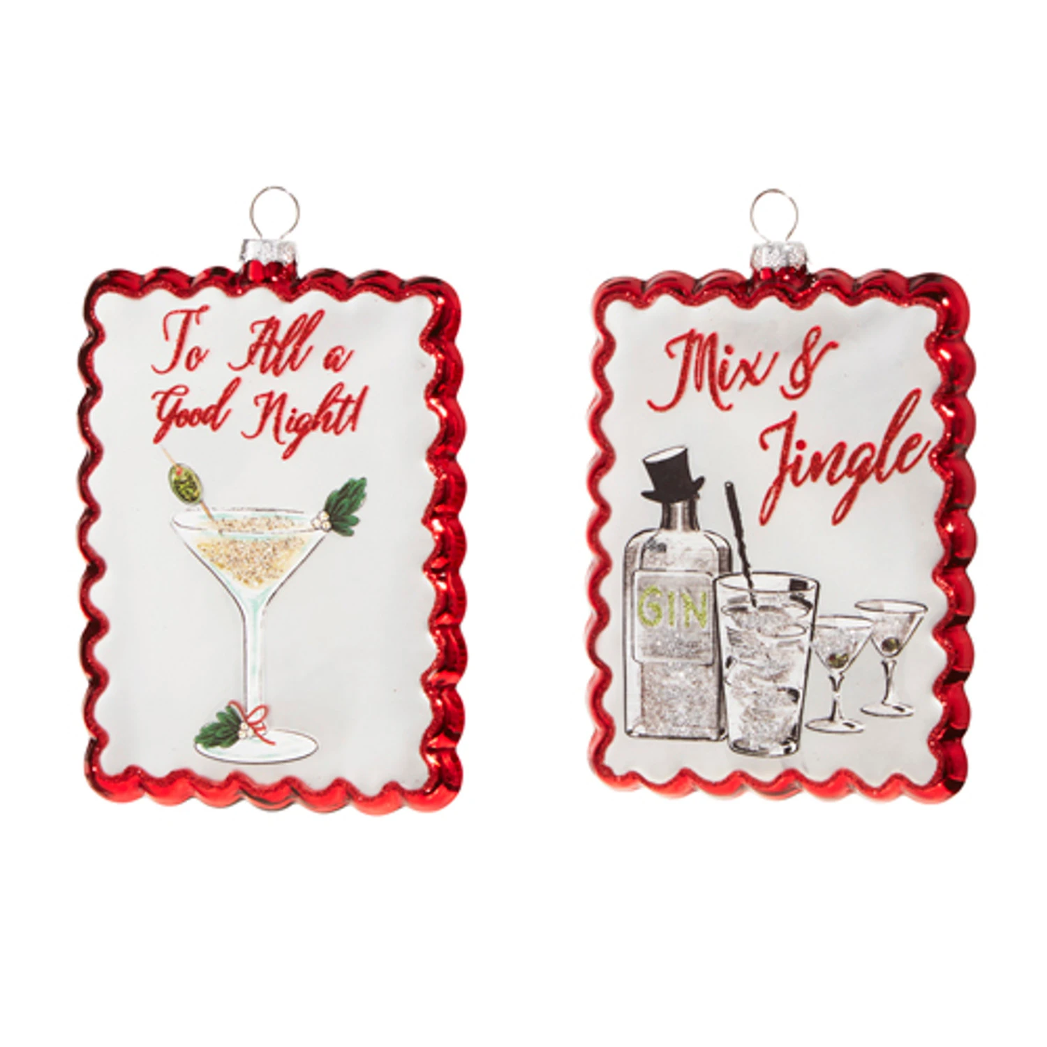 Raz 5" Holiday Cocktails Scalloped Edge Glass Christmas Ornament 4324575 2 Raz 5" Holiday Cocktails Scalloped Edge Glass Christmas Ornament 4324575 - Image 2