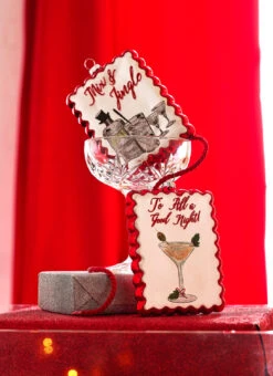 Raz 5" Holiday Cocktails Scalloped Edge Glass Christmas Ornament 4324575