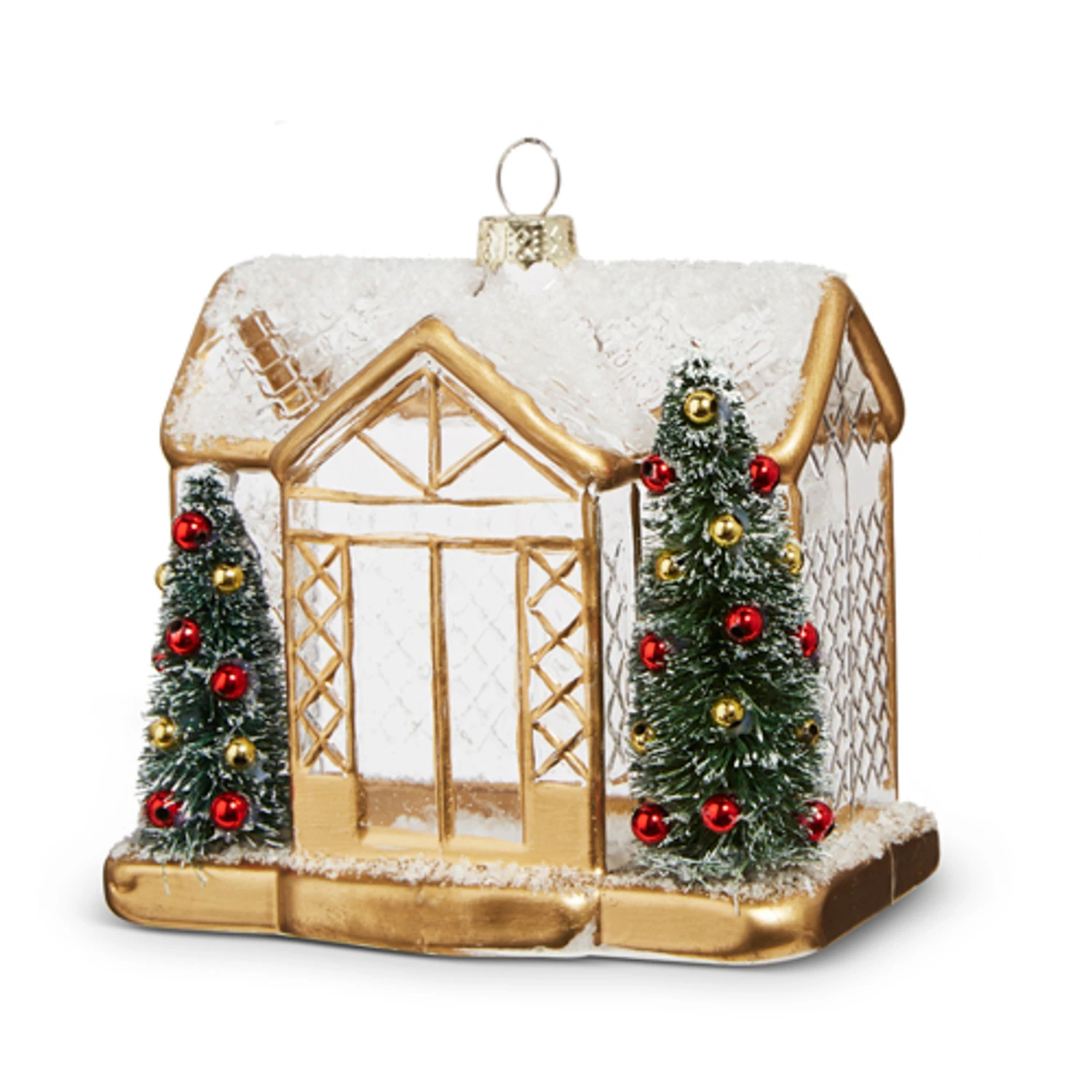 Raz 4.5" Gold House Glass Christmas Ornament 4324585 2 Raz 4.5" Gold House Glass Christmas Ornament 4324585 - Image 2