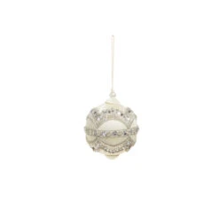Raz 4" Silver Or Ivory Jewel And Wrapped Thread Ball Christmas Ornament 4327325 -Christmas Decorations Shop 4327325b 40051.1685026686
