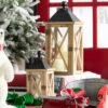 Raz Set Of 2 Wood And Metal Christmas Lantern 4337902