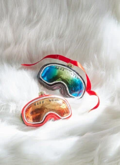 Raz 4" Set Of 2 Ski Goggles Glass Christmas Ornaments 4352853