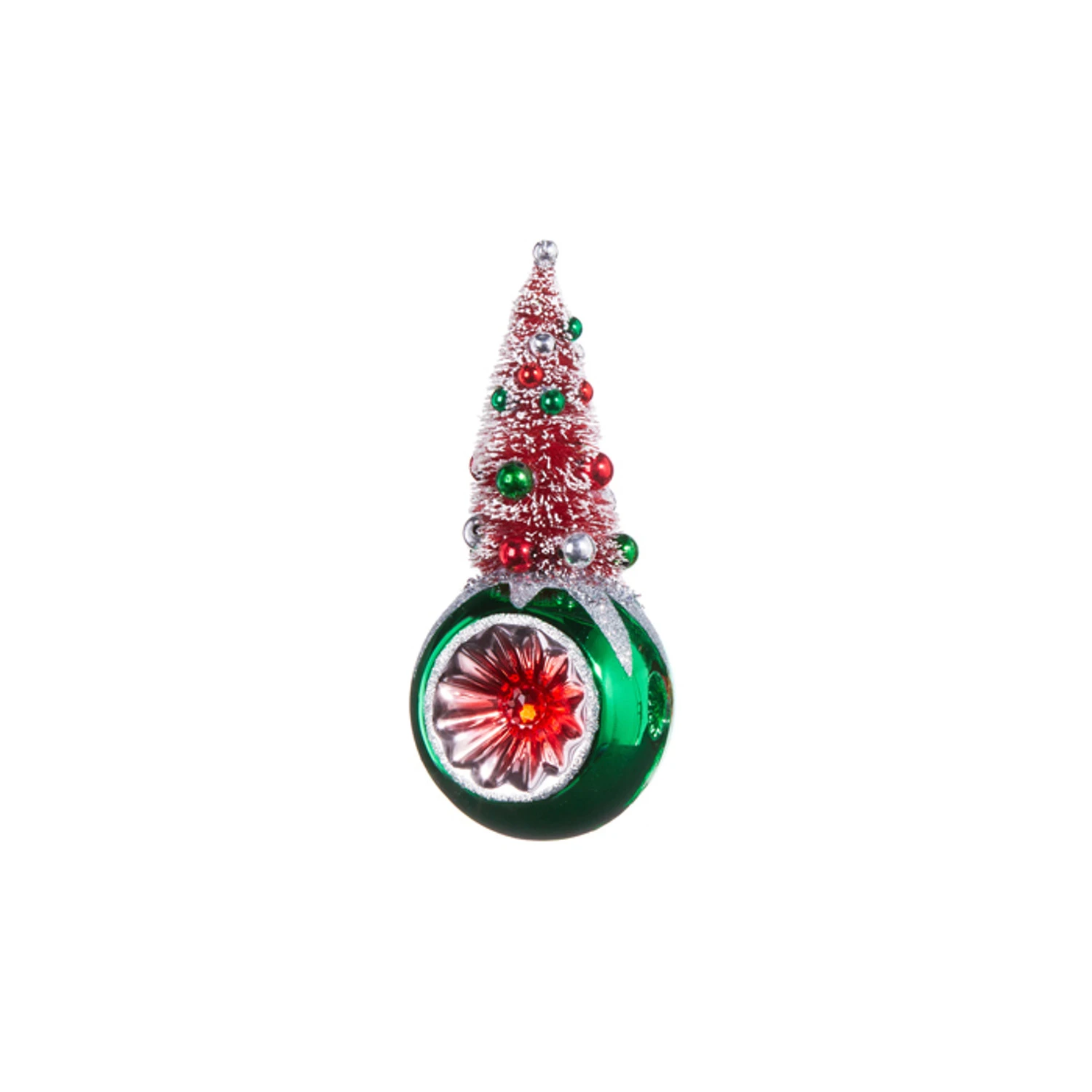 Raz 7.25" Bottle Brush Tree Reflector Glass Christmas Ornament 4352870 2 Raz 7.25" Bottle Brush Tree Reflector Glass Christmas Ornament 4352870 - Image 2