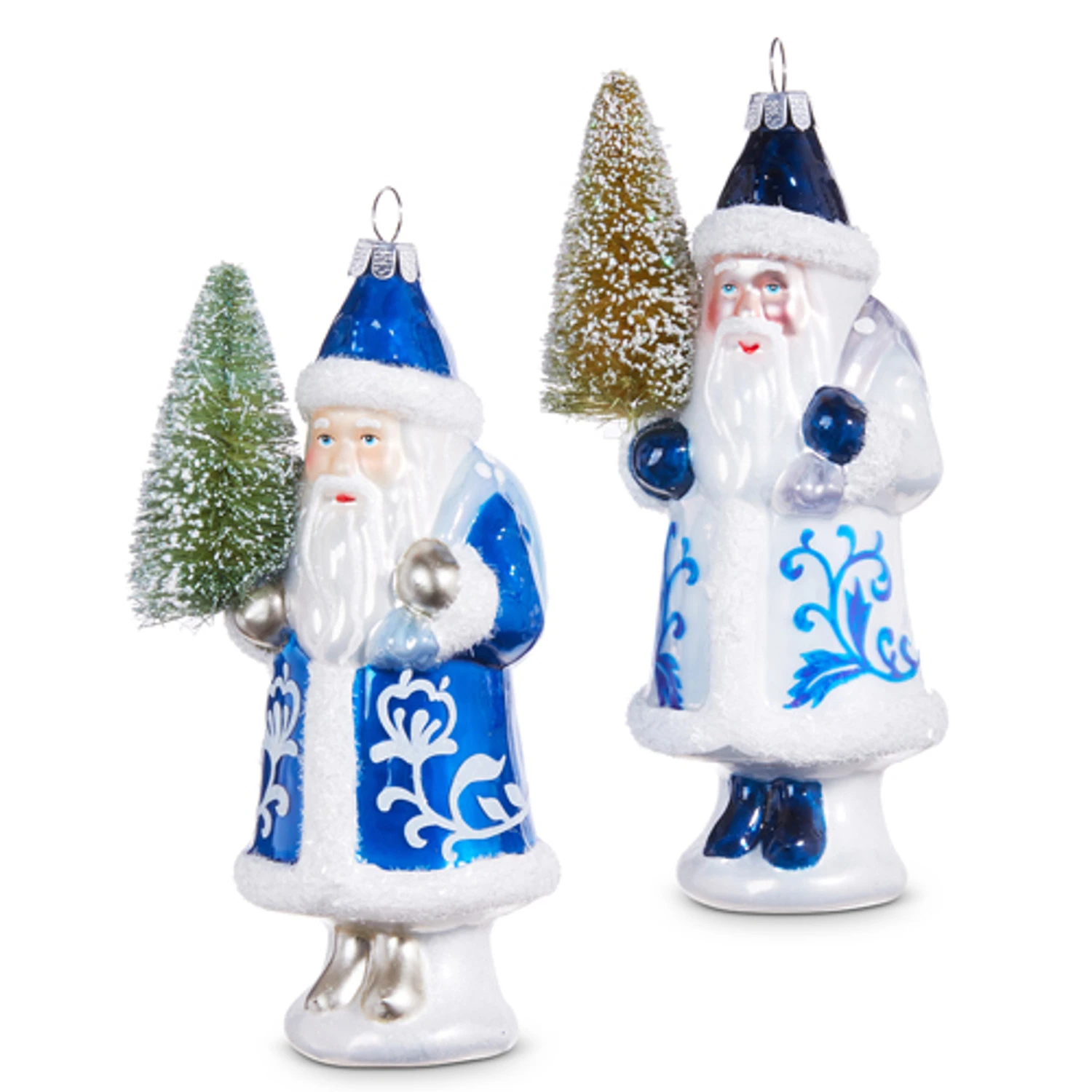 Raz 5.5" Delft Santa With Tree Glass Christmas Ornament 4352893 2 Raz 5.5" Delft Santa With Tree Glass Christmas Ornament 4352893 - Image 2
