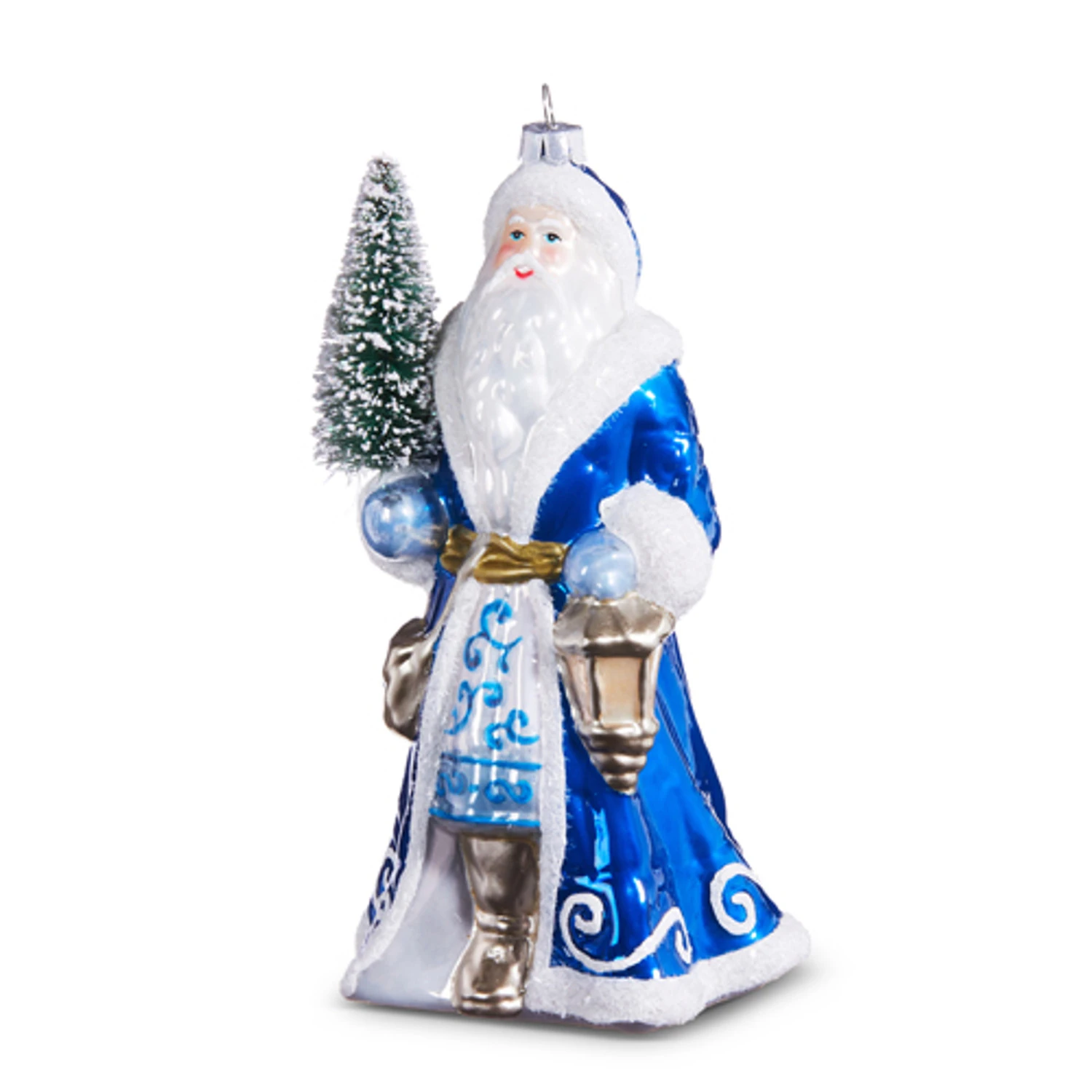 Raz 7" Delft Santa With Tree Ornament 4352894 2 Raz 7" Delft Santa With Tree Ornament 4352894 - Image 2
