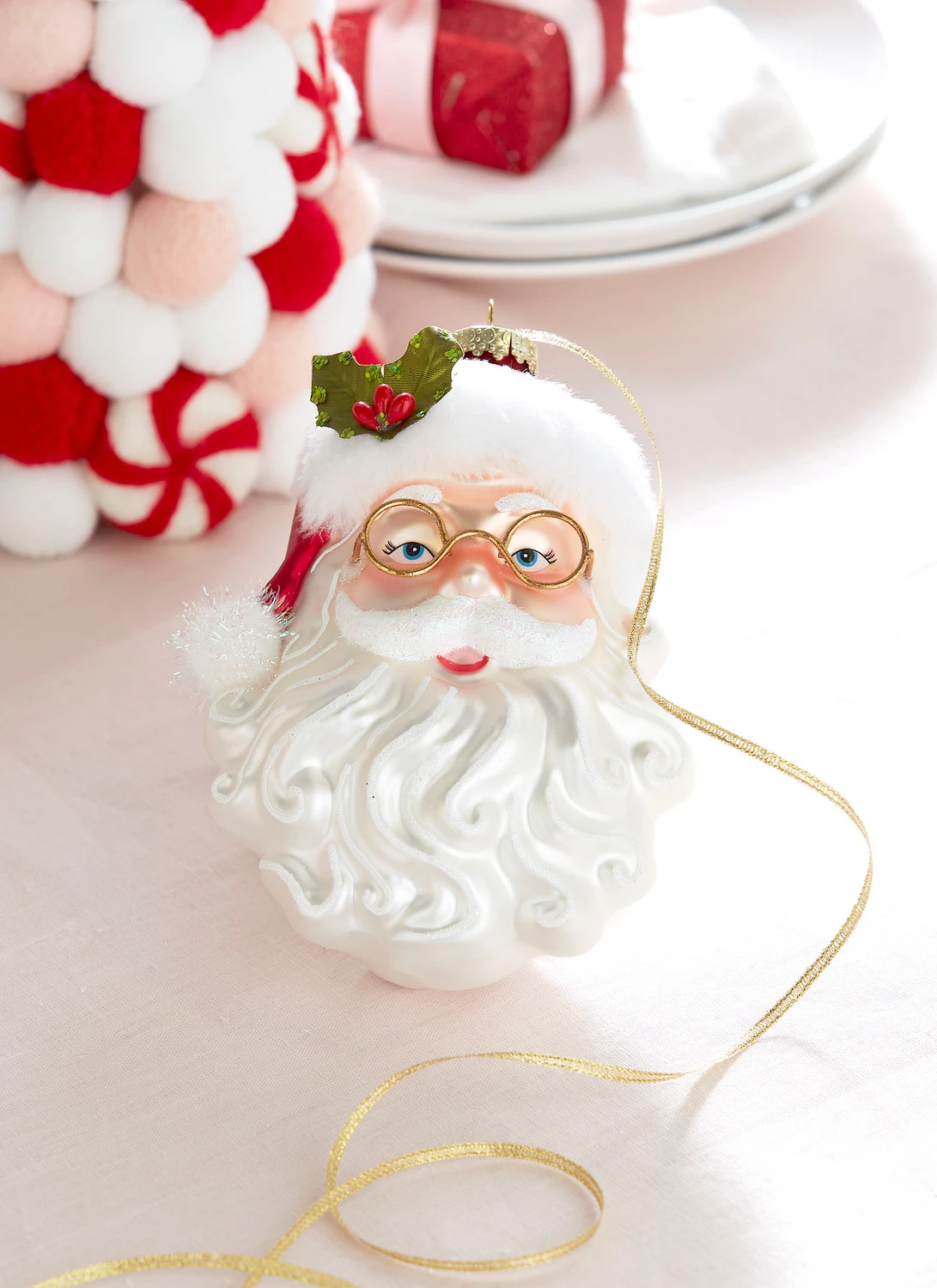 Raz 6.5" Santa With Glasses Glass Christmas Ornament 4352897 1 Raz 6.5" Santa With Glasses Glass Christmas Ornament 4352897