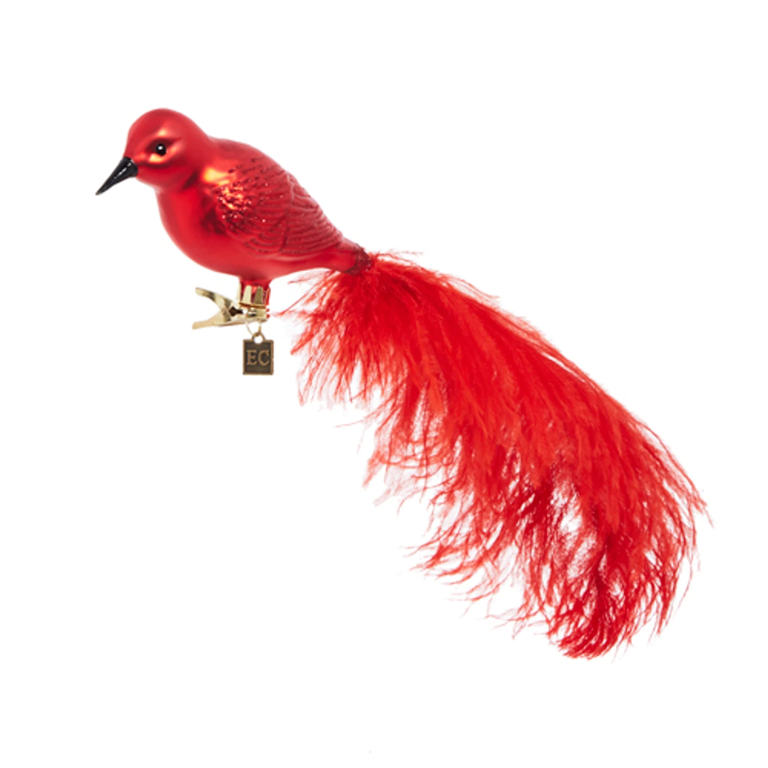 Raz Eric Cortina 12" Clip-On Red Feathered Bird Glass Christmas Ornament 4353100 2 Raz Eric Cortina 12" Clip-On Red Feathered Bird Glass Christmas Ornament 4353100 - Image 2
