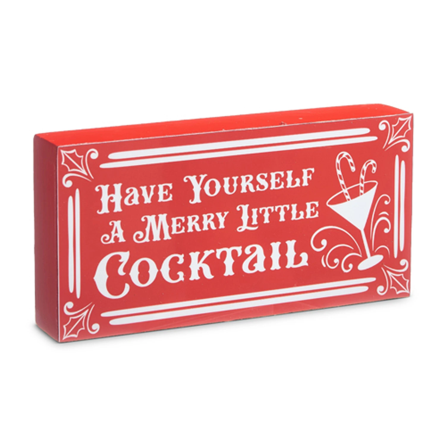 Raz Red High Shine Block Christmas Cocktail Sign 3 Raz Red High Shine Block Christmas Cocktail Sign - Image 3