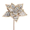 Raz 15" Black And White Checkered Poinsettia Christmas Stem F4306712