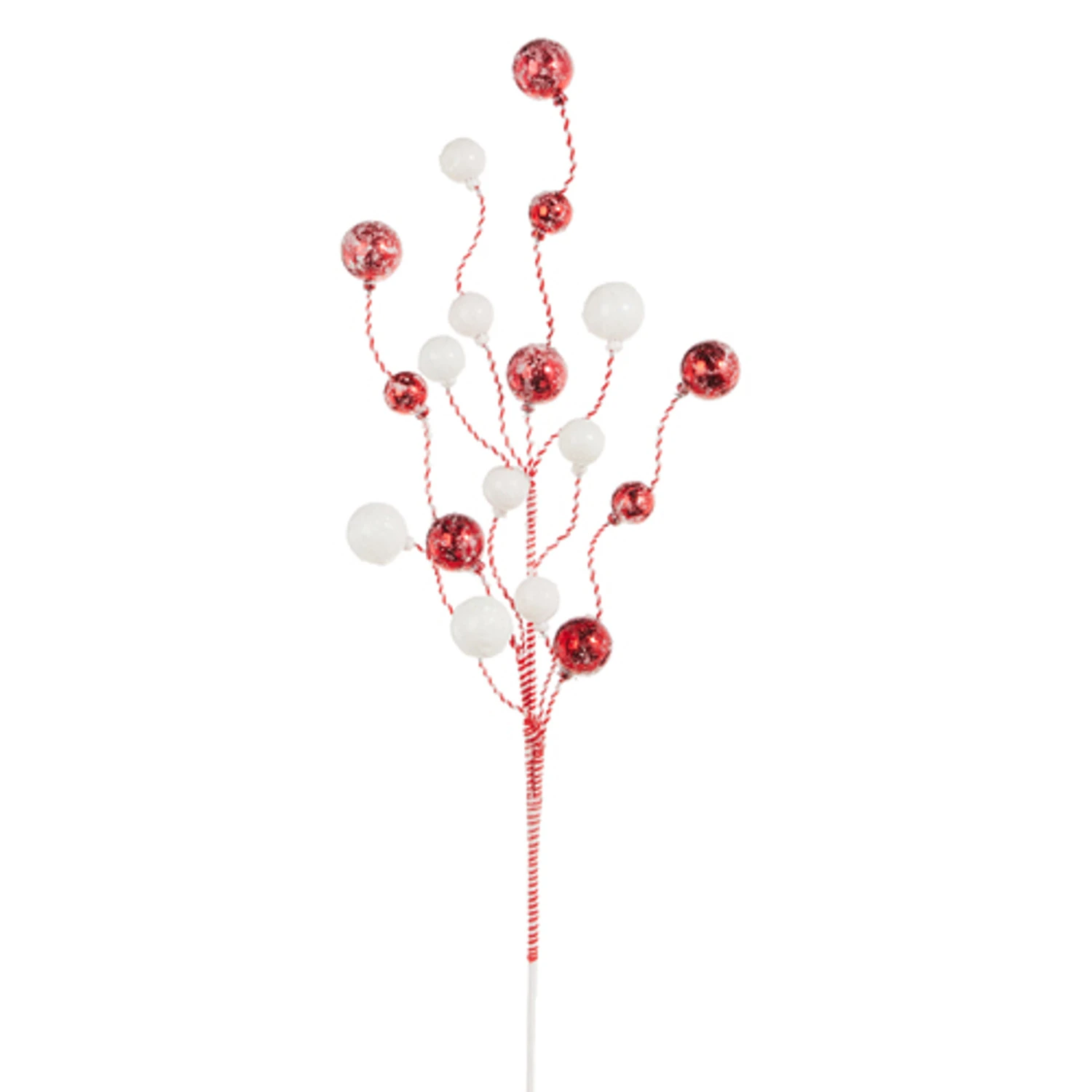 Raz 34" Striped Red And White Glittered Ball Christmas Tree Spray F4306778 1 Raz 34" Striped Red And White Glittered Ball Christmas Tree Spray F4306778