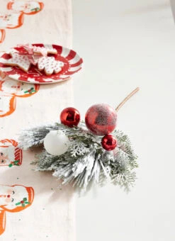 Raz 20" Mixed Greenery And Red And White Ornament Pick Christmas Tree Accessory F4309875