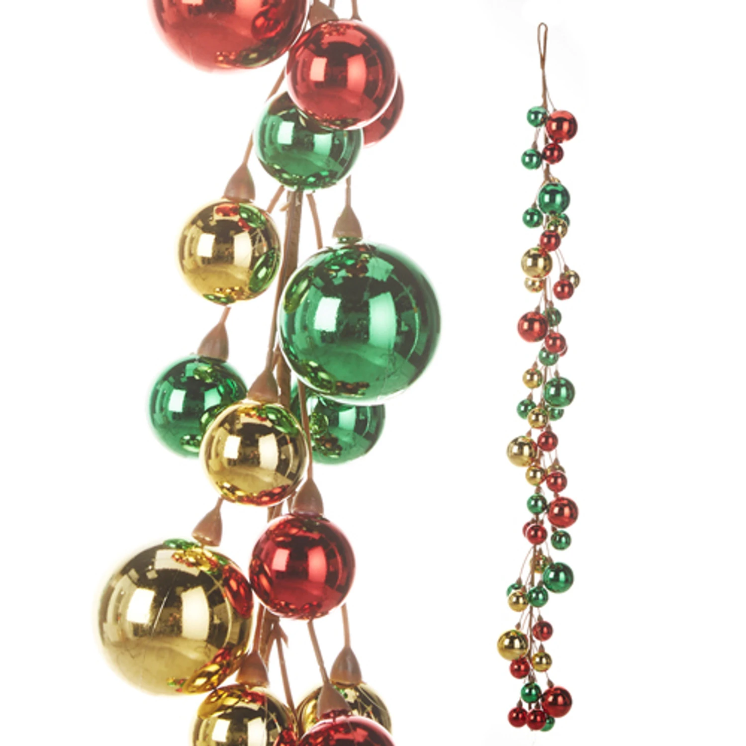 Raz 4' Red, Green, And Gold Ball Garland G4316250 1 Raz 4' Red, Green, And Gold Ball Garland G4316250