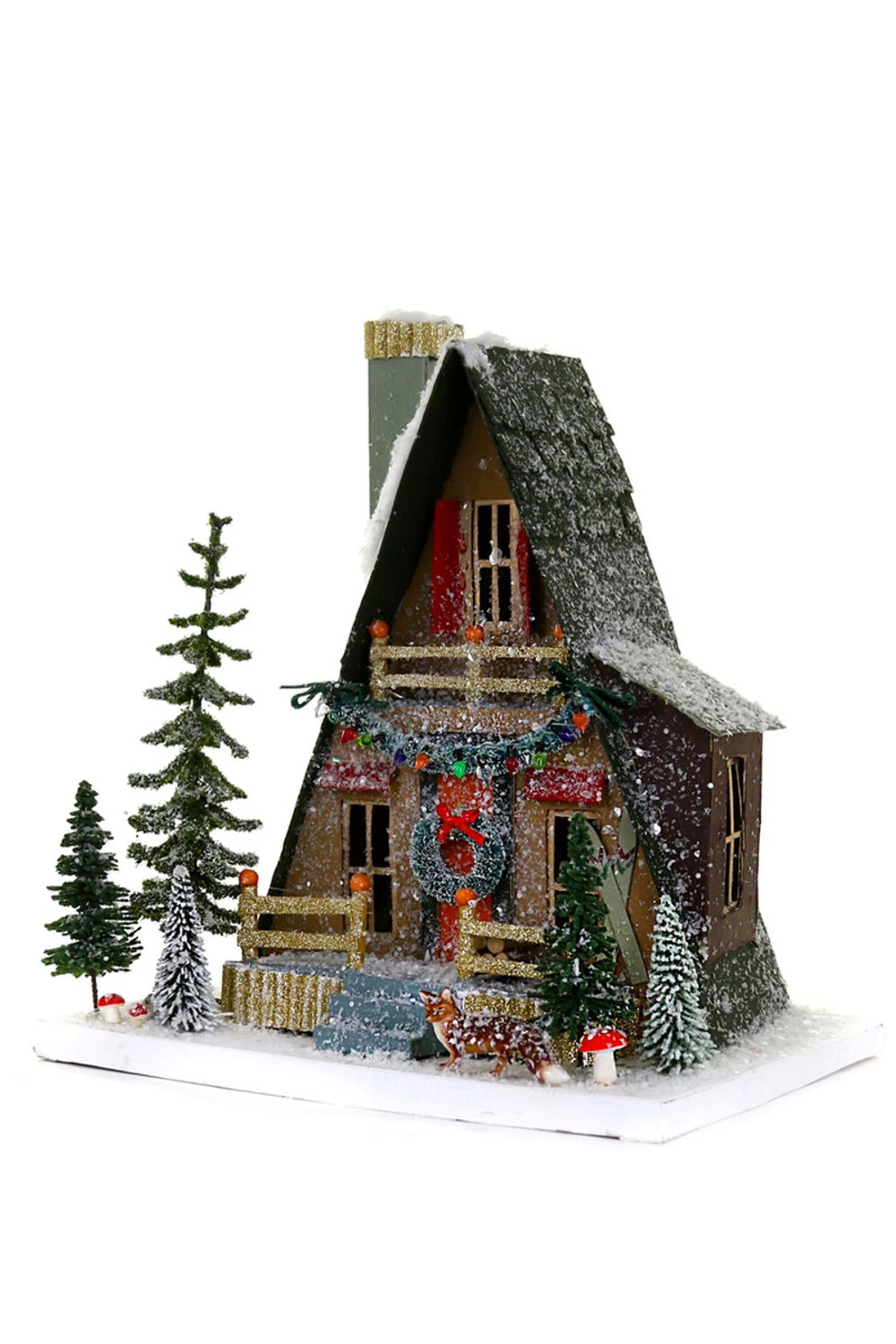 Cody Foster 12" A Frame Cabin Vintage Inspired Putz Christmas House HOU-343 1 Cody Foster 12" A Frame Cabin Vintage Inspired Putz Christmas House HOU-343