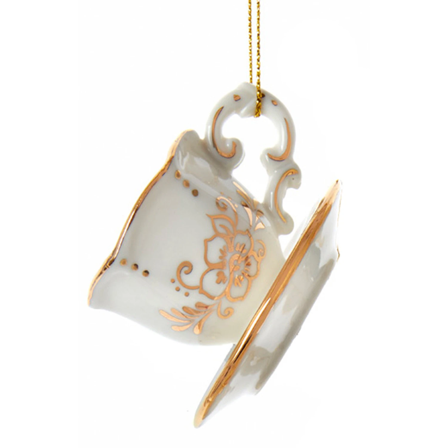 Kurt Adler 3" White And Gold Teacup Porcelain Christmas Ornament J7487 2 Kurt Adler 3" White And Gold Teacup Porcelain Christmas Ornament J7487 - Image 2