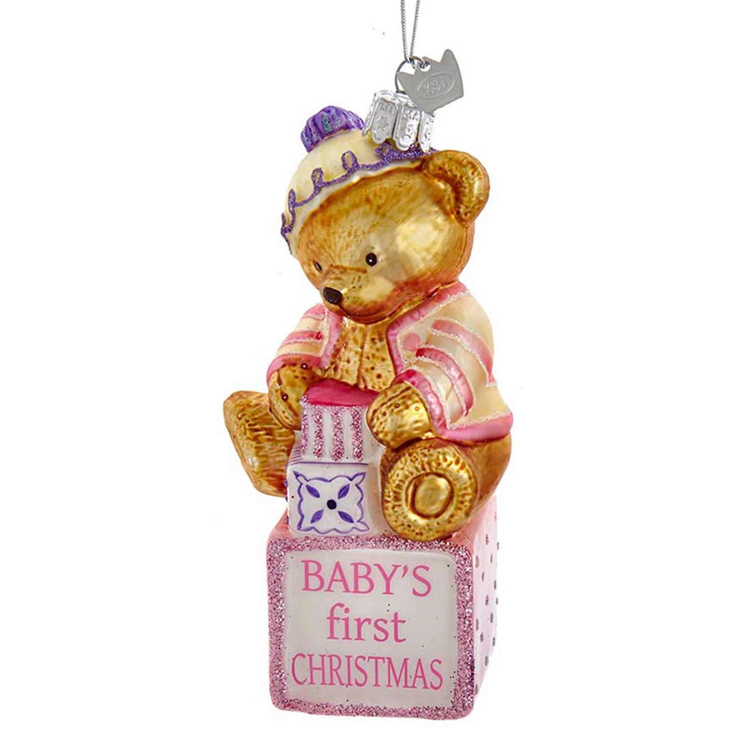 Kurt Adler 5" Noble Gems Pink Or Blue Baby's First Christmas Baby Bear Glass Christmas Ornament NB1675 2 Kurt Adler 5" Noble Gems Pink Or Blue Baby's First Christmas Baby Bear Glass Christmas Ornament NB1675 - Image 2