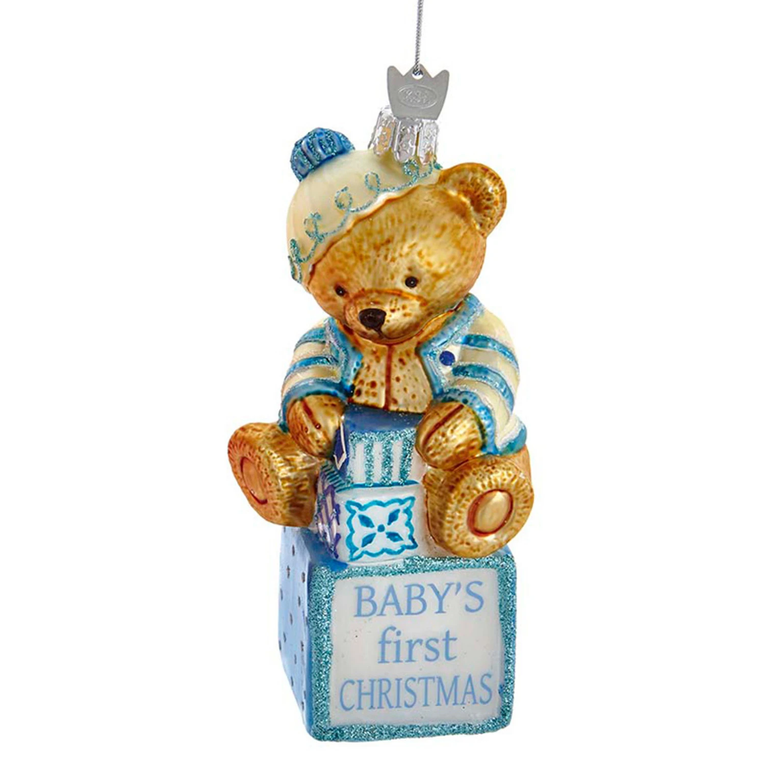 Kurt Adler 5" Noble Gems Pink Or Blue Baby's First Christmas Baby Bear Glass Christmas Ornament NB1675 3 Kurt Adler 5" Noble Gems Pink Or Blue Baby's First Christmas Baby Bear Glass Christmas Ornament NB1675 - Image 3