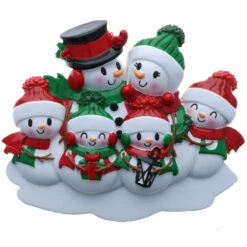 Snowman Family Of 6 Personalized Christmas Ornament OR2255-6 -Christmas Decorations Shop OR2255 6 10026.1654023436