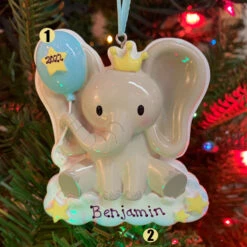 Boy Baby Elephant Personalized Christmas Ornament OR2361-M