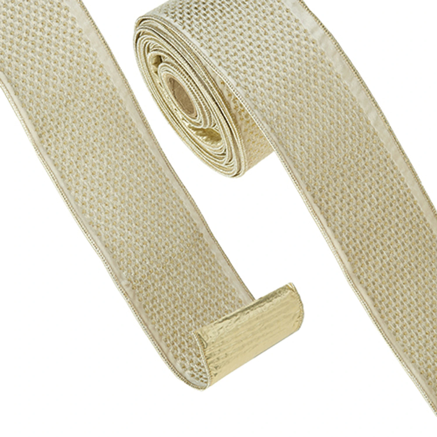 Raz 4" Champagne Pattern Wired Christmas Ribbon R4371829 2 Raz 4" Champagne Pattern Wired Christmas Ribbon R4371829 - Image 2