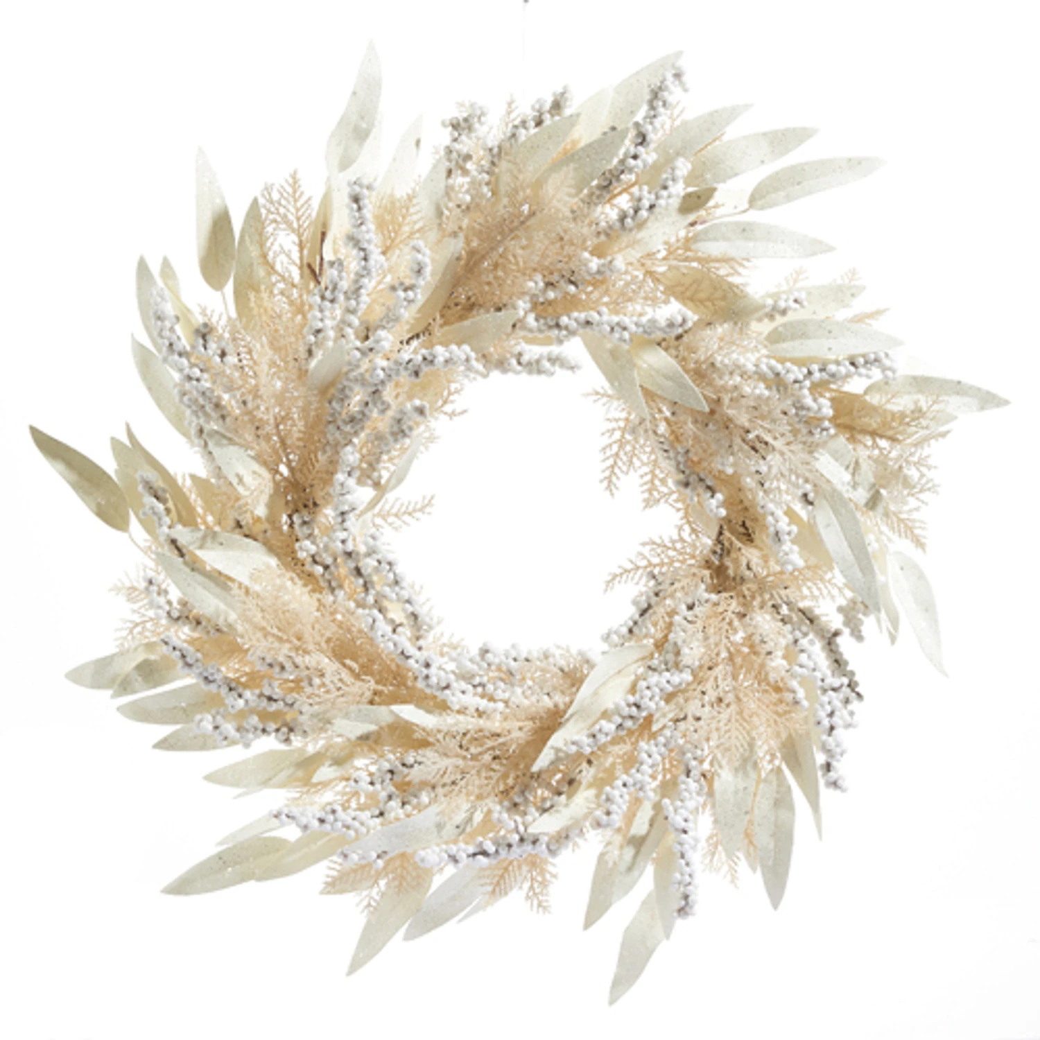 Raz 24" Cream Cedar And Laurel Leaf Christmas Wreath W4306696 2 Raz 24" Cream Cedar And Laurel Leaf Christmas Wreath W4306696 - Image 2