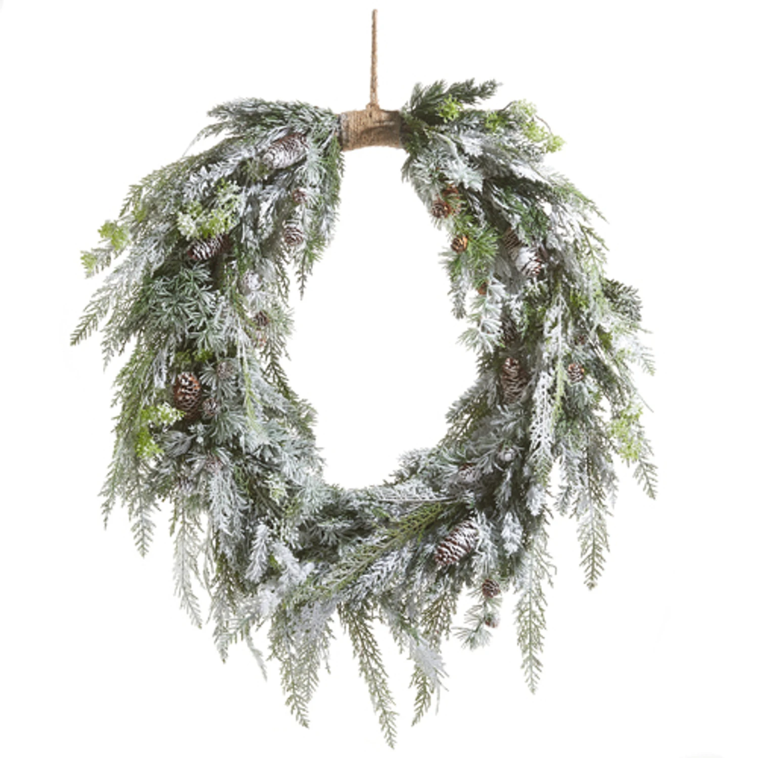 Raz 36" Flocked Oval Cedar And Pinecone Christmas Wreath W4309881 2 Raz 36" Flocked Oval Cedar And Pinecone Christmas Wreath W4309881 - Image 2