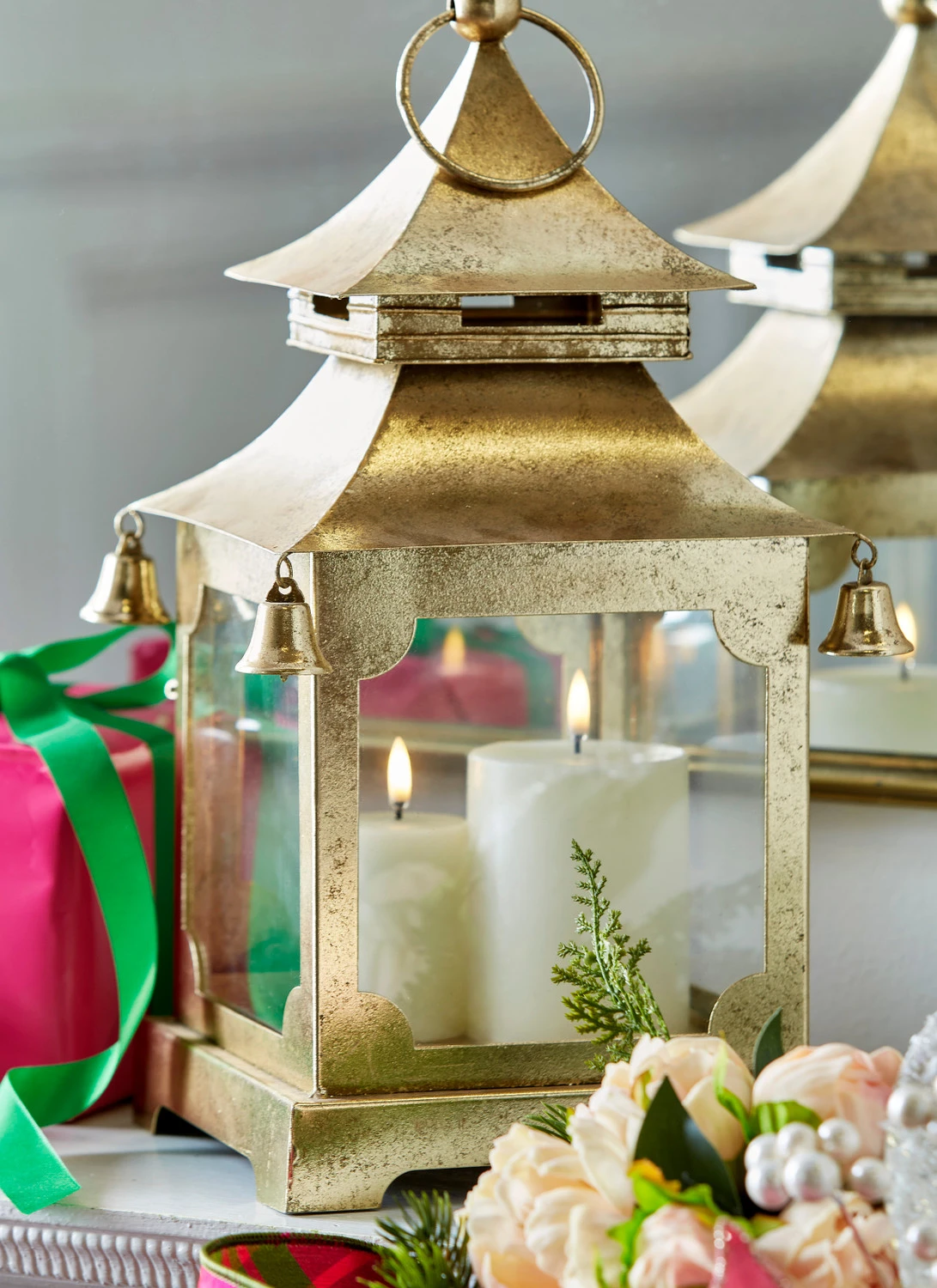 Raz 16" Gold Metal Pagoda Christmas Lantern X4317012 1 Raz 16" Gold Metal Pagoda Christmas Lantern X4317012