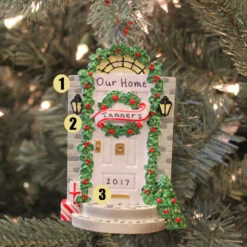 Front Door With Steps Personalized Christmas Ornament