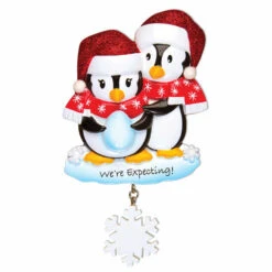 "We're Expecting" Penguin Couples Personalized Christmas Ornament -Christmas Decorations Shop api4nn8iv 90632.1646091872