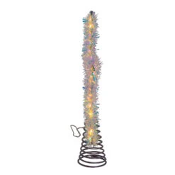 Kurt Adler 12.2" LED Lighted Warm White Silver Tinsel Star Christmas Tree Topper AD1022WW -Christmas Decorations Shop apibnuzym 42097.1646091909