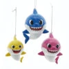 Kurt Adler Set Of 3 Baby Shark Christmas Ornament Set BK1201