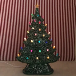 Large Flat Ceramic Lighted Window Or Mantel Christmas Tree 19" 9 Large Flat Ceramic Lighted Window Or Mantel Christmas Tree 19" -Christmas Decorations Shop apidifdk4 54253.1646091896