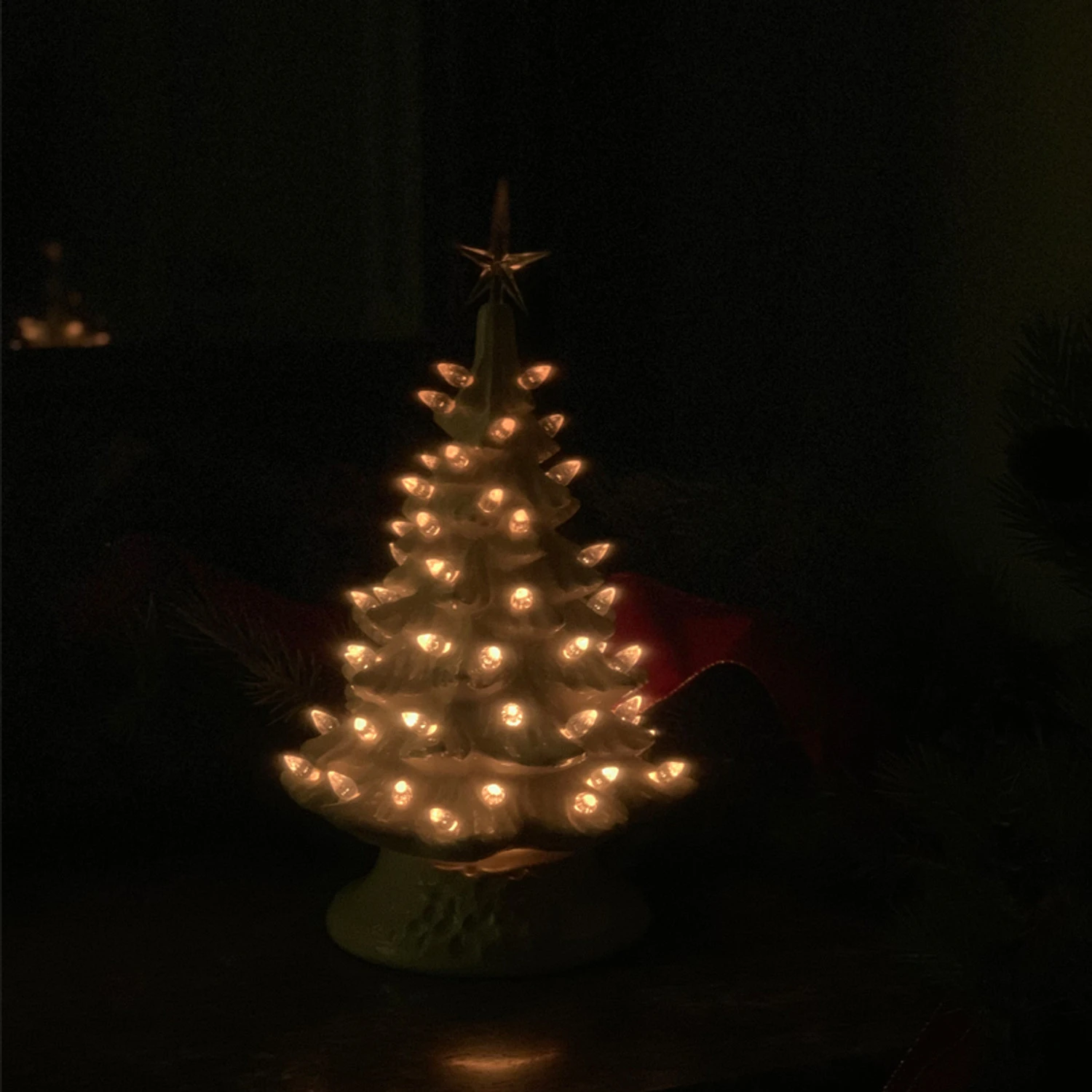 White Ceramic Lighted Christmas Tree 12" 2 White Ceramic Lighted Christmas Tree 12" - Image 2