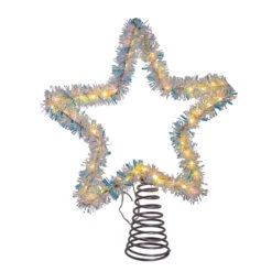 Kurt Adler 12.2" LED Lighted Warm White Silver Tinsel Star Christmas Tree Topper AD1022WW -Christmas Decorations Shop apigo3jyv 57256.1646091916